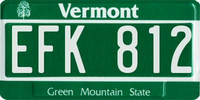 VT license plate EFK812