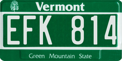 VT license plate EFK814