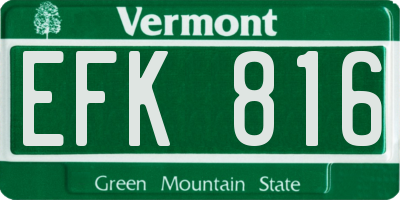 VT license plate EFK816