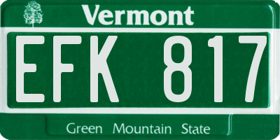 VT license plate EFK817