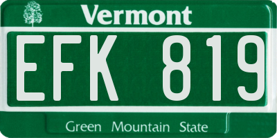 VT license plate EFK819