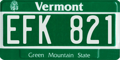 VT license plate EFK821