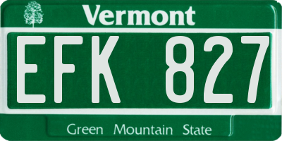 VT license plate EFK827
