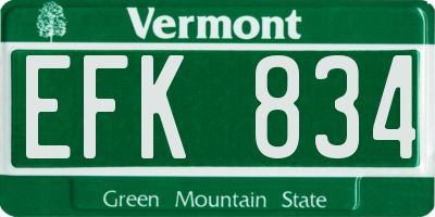 VT license plate EFK834