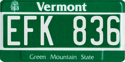 VT license plate EFK836