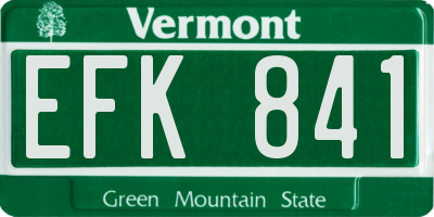 VT license plate EFK841