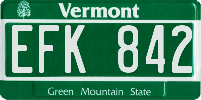 VT license plate EFK842
