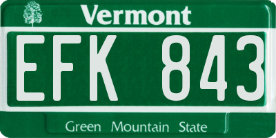 VT license plate EFK843