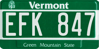 VT license plate EFK847