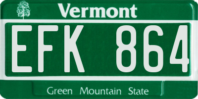 VT license plate EFK864