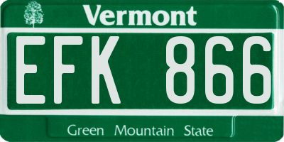 VT license plate EFK866