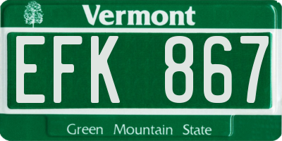 VT license plate EFK867