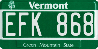 VT license plate EFK868
