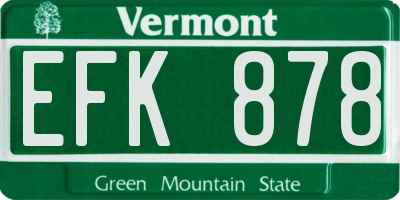VT license plate EFK878