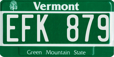 VT license plate EFK879