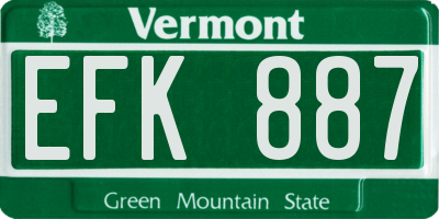 VT license plate EFK887