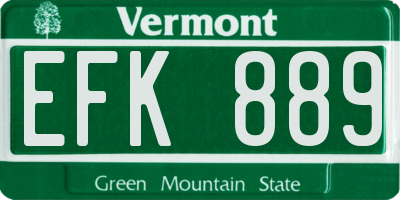 VT license plate EFK889