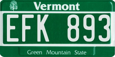 VT license plate EFK893