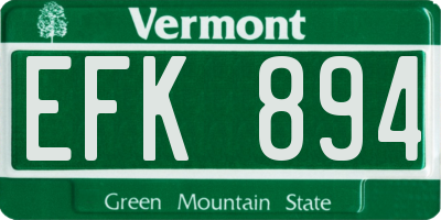 VT license plate EFK894
