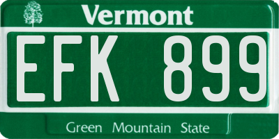VT license plate EFK899