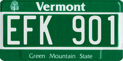 VT license plate EFK901