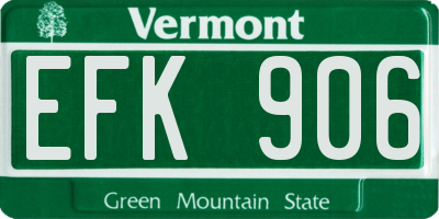VT license plate EFK906