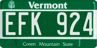 VT license plate EFK924