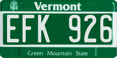 VT license plate EFK926