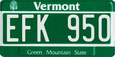 VT license plate EFK950