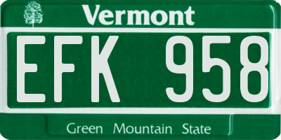 VT license plate EFK958