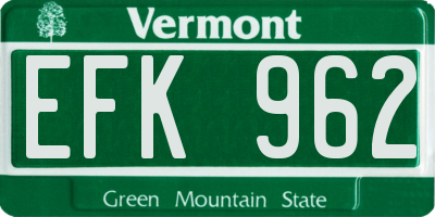 VT license plate EFK962