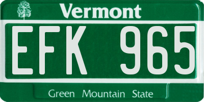 VT license plate EFK965