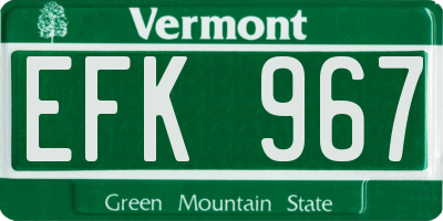 VT license plate EFK967