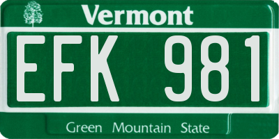 VT license plate EFK981