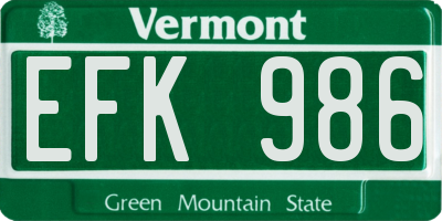VT license plate EFK986