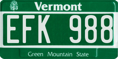 VT license plate EFK988