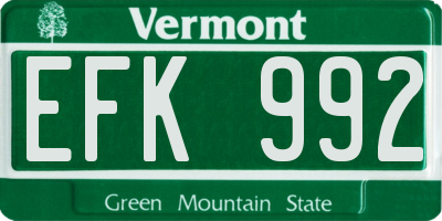VT license plate EFK992