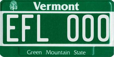 VT license plate EFL000