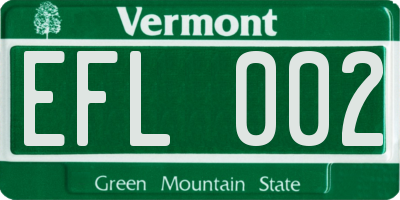 VT license plate EFL002
