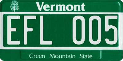VT license plate EFL005