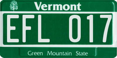 VT license plate EFL017