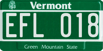 VT license plate EFL018