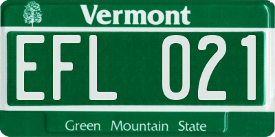 VT license plate EFL021