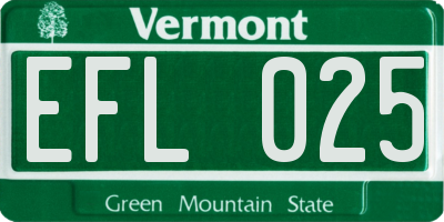 VT license plate EFL025