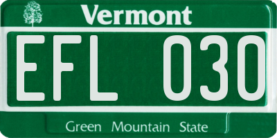 VT license plate EFL030