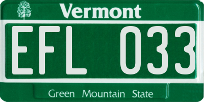 VT license plate EFL033