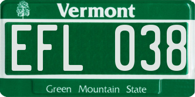 VT license plate EFL038