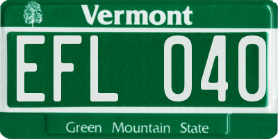 VT license plate EFL040