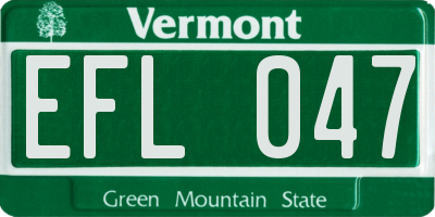 VT license plate EFL047