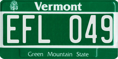 VT license plate EFL049